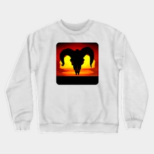 Sunset Silhouette Ram Skull Crewneck Sweatshirt